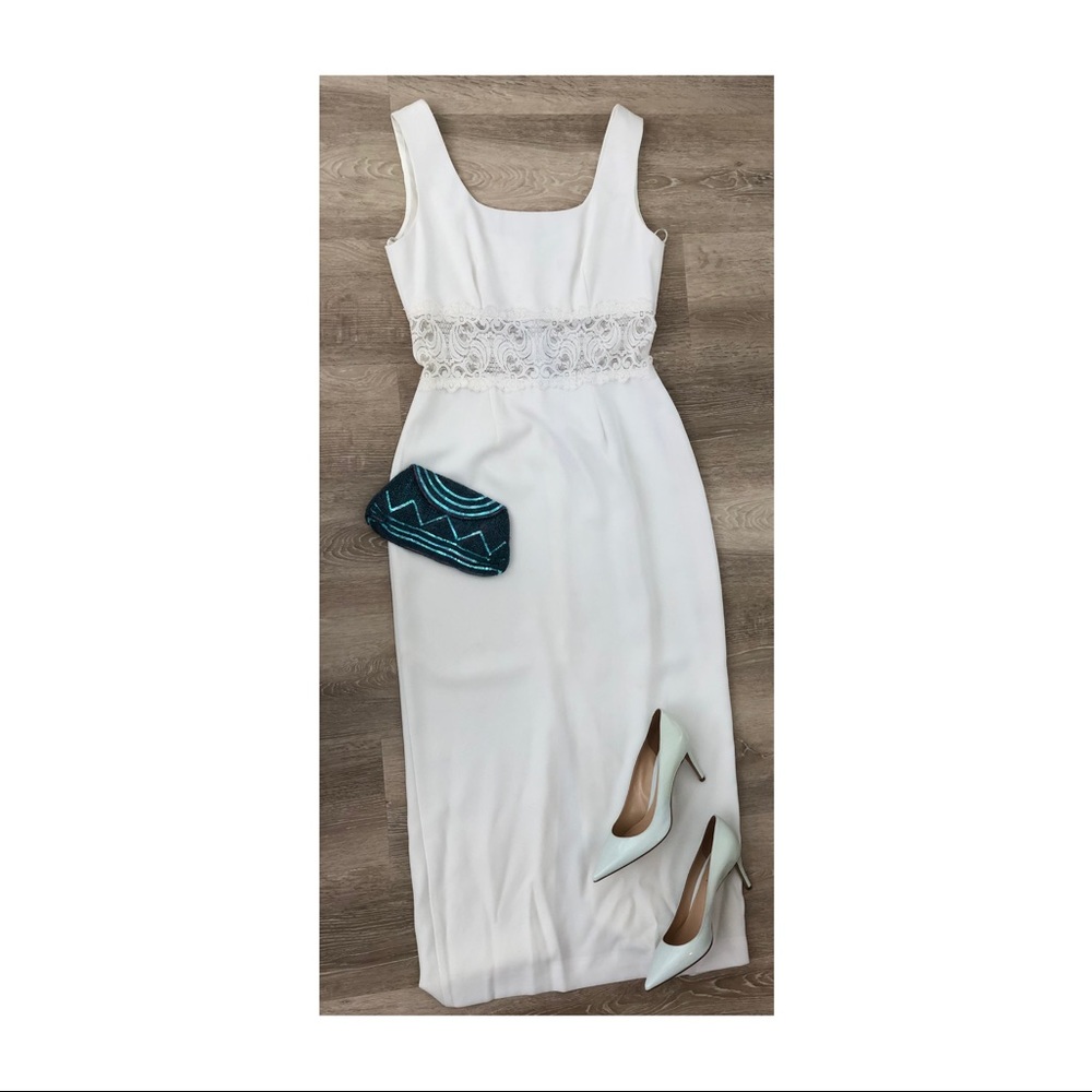 Vintage Datiani White Dress with lace cut-out